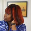 10” 2x4 Closure Fringe Bob Wig – Bold Auburn Highlights - Image 2