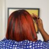 10” 2x4 Closure Fringe Bob Wig – Bold Auburn Highlights - Image 3