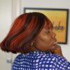 10” 2x4 Closure Fringe Bob Wig – Bold Auburn Highlights - Image 4